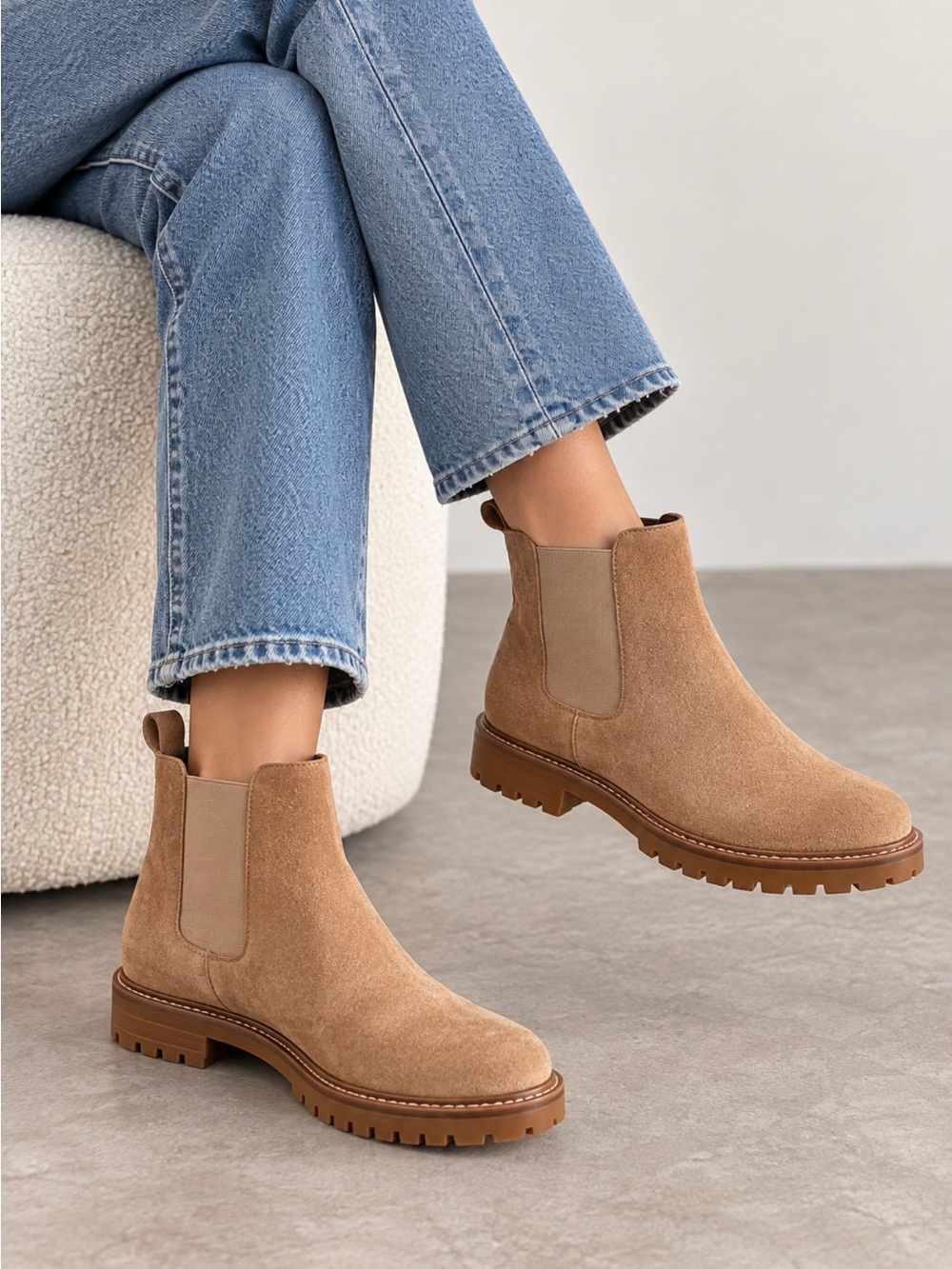 Steve Madden Tan Suede Leopold ankle Chelsea Boots size 7.5 NWT